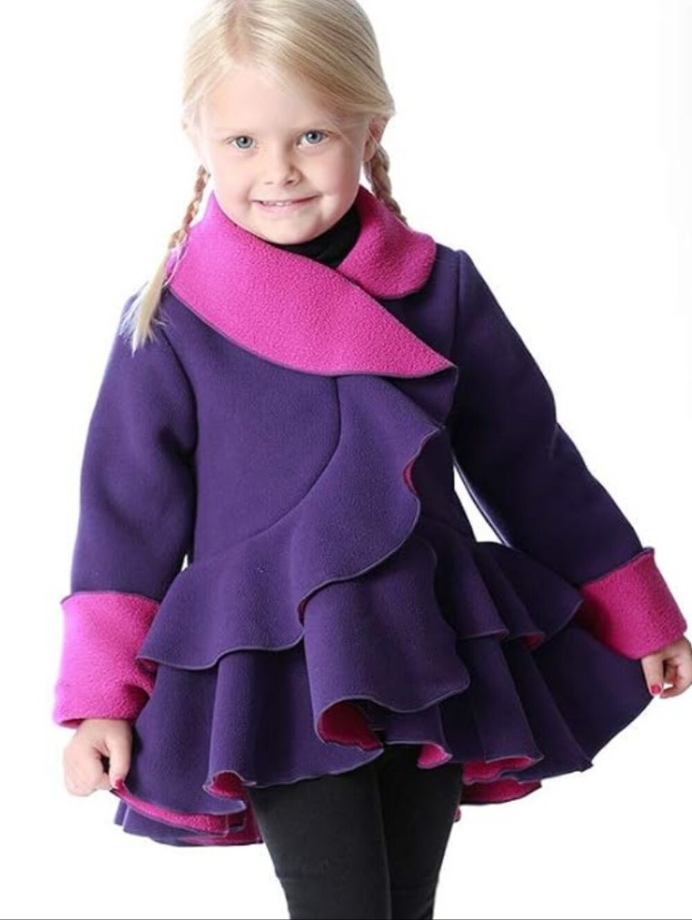 NWT Mack & Co Fleece Ruffle Peacoat Jacket